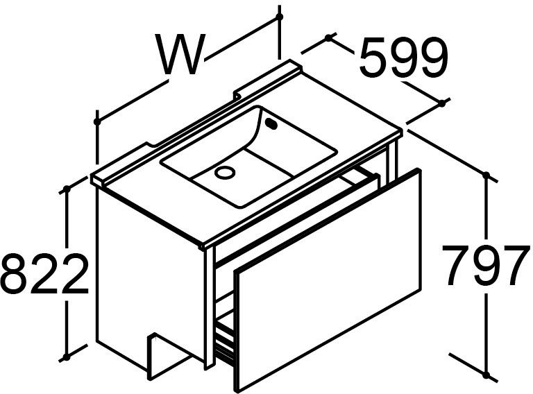間口900mm_ベースセット_ボウル中央_フルセット_フルスライドタイプ