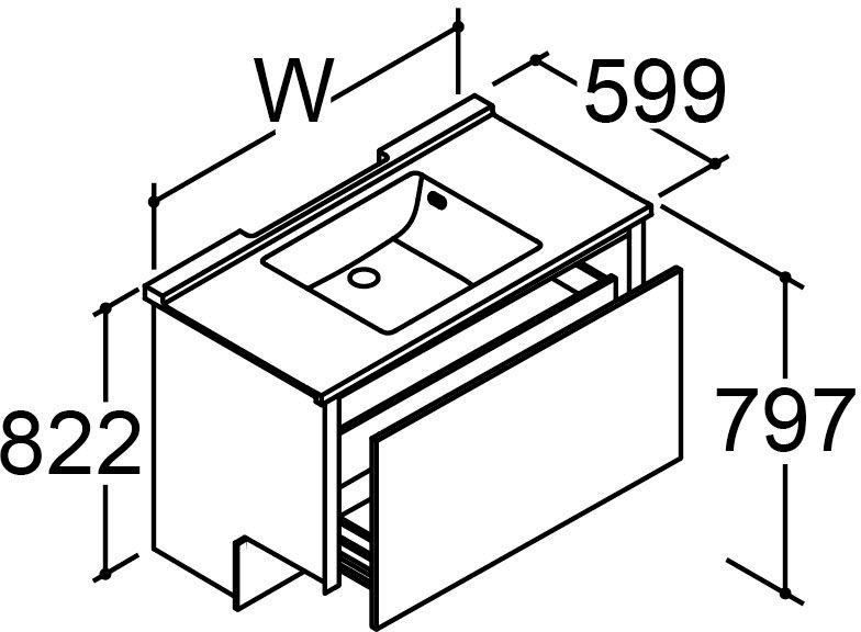 間口950mm_1_000mm_ベースセット_ボウル中央_フルセット_フルスライドタイプ