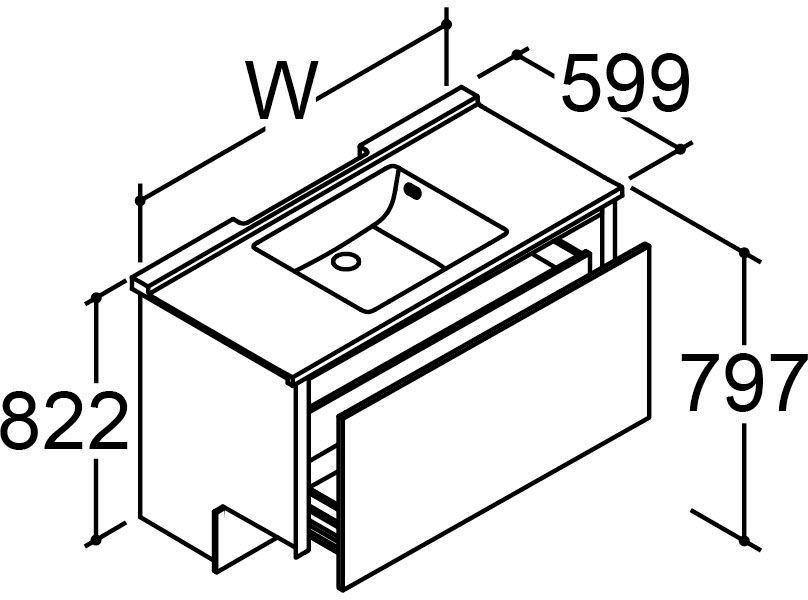 間口1_050mm_1_100mm_ベースセット_ボウル中央_フルセット_フルスライドタイプ