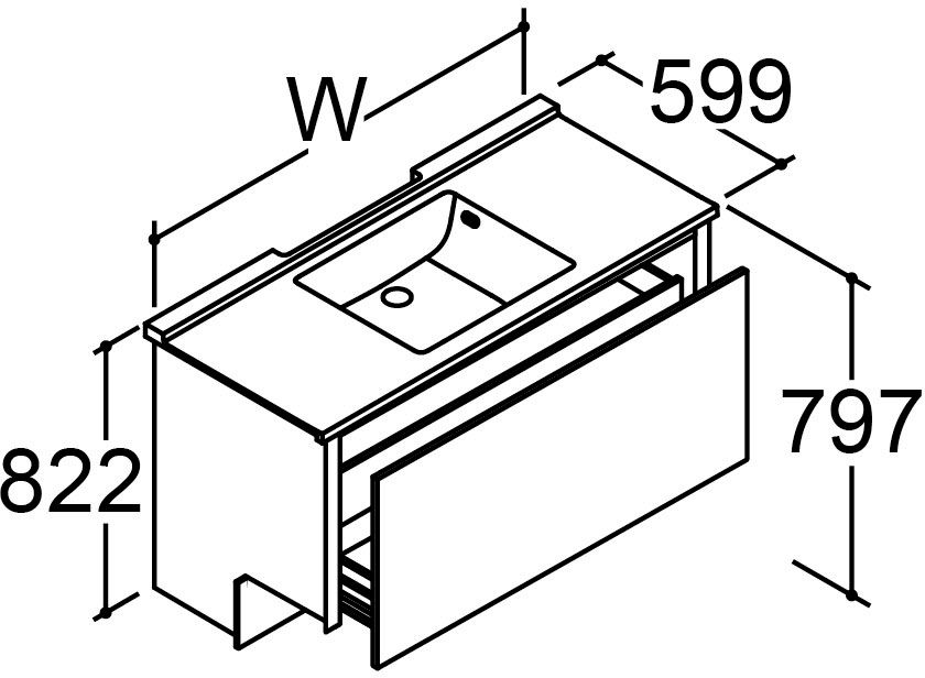 間口1_150mm_ベースセット_ボウル中央_フルセット_フルスライドタイプ