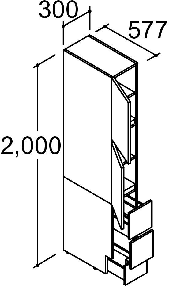 間口300mm_トールキャビネット_引出タイプ