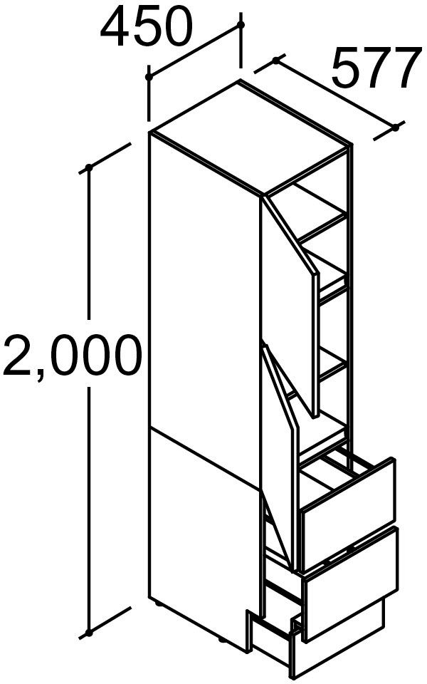 間口450mm_トールキャビネット_引出タイプ