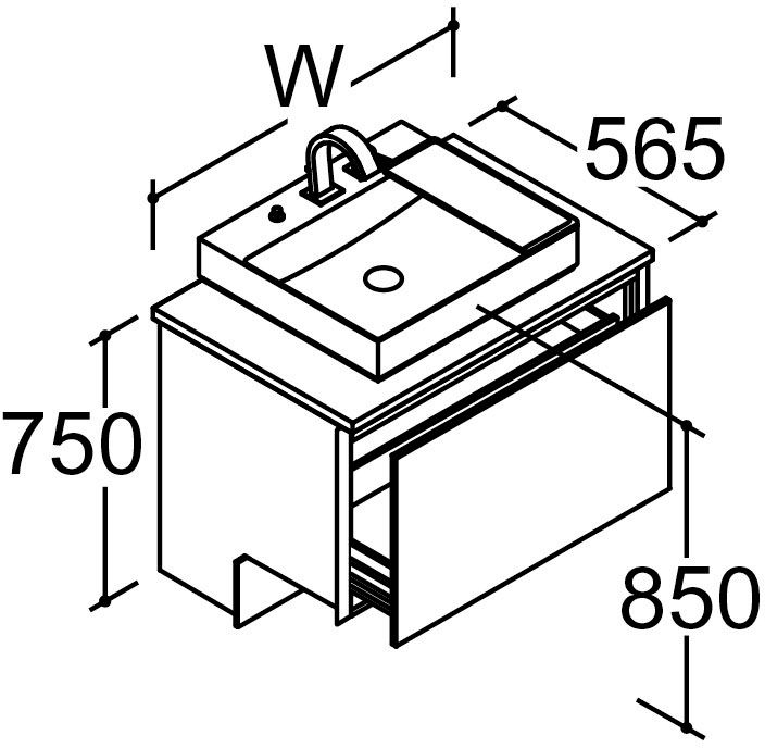 間口900mm_ベースセット_ボウル中央_フルセット_フルスライドタイプ