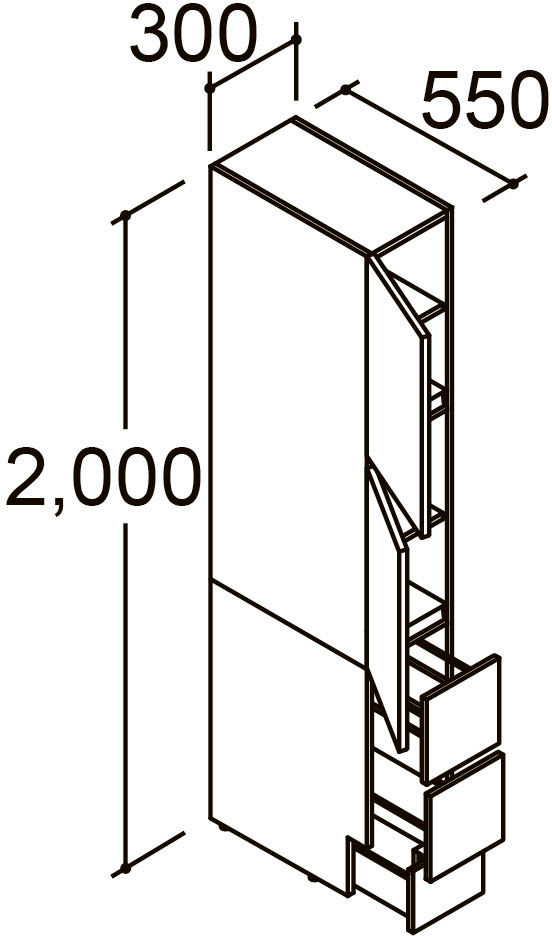 間口300mm_トールキャビネット_ベッセルタイプ用_引出タイプ