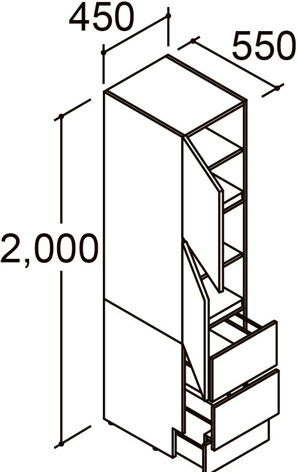 間口450mm_トールキャビネット_ベッセルタイプ用_引出タイプ