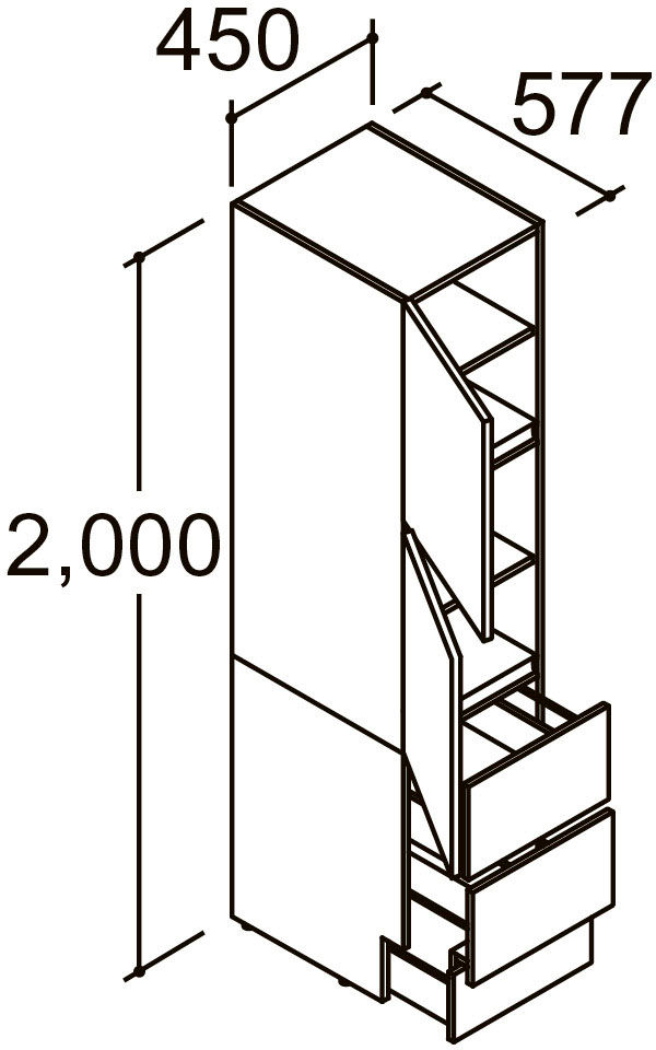 間口450mm_トールキャビネット_引出タイプ
