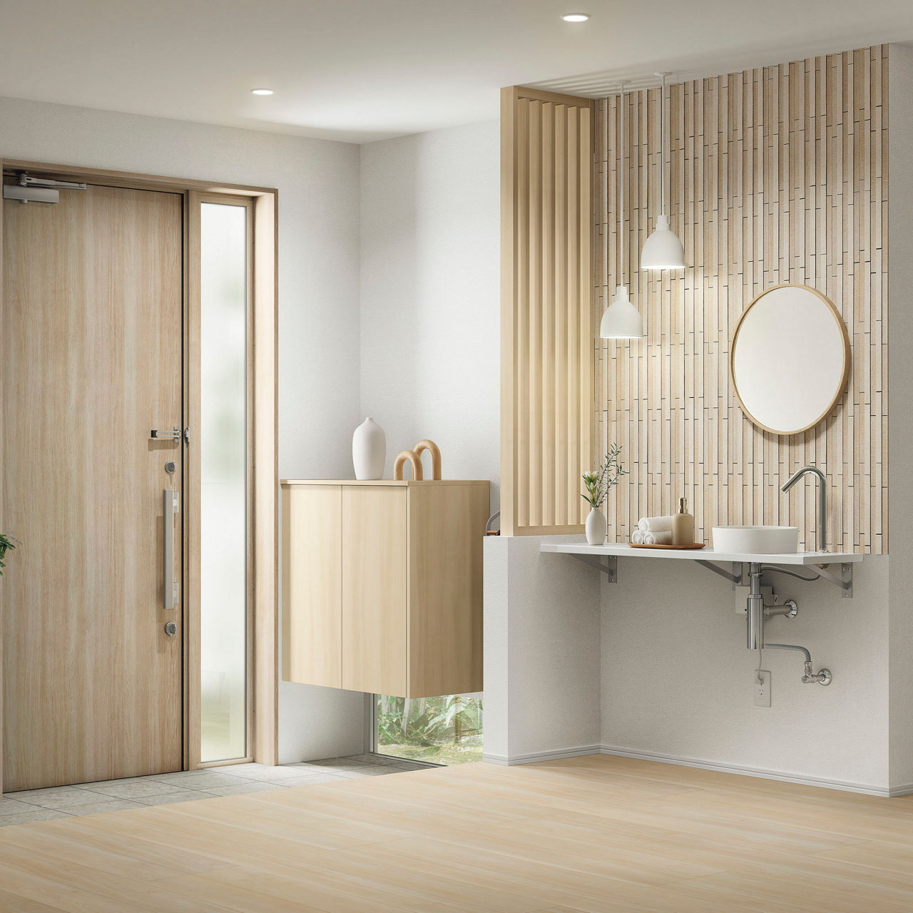 暮らしの中に溶け込ませるように水場を