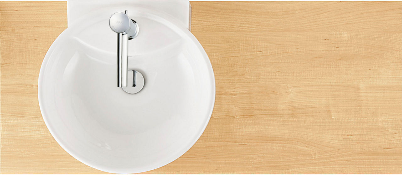 エスタ_ベッセルタイプ_カウンター上に洗面器を搭載した奥行き450mm