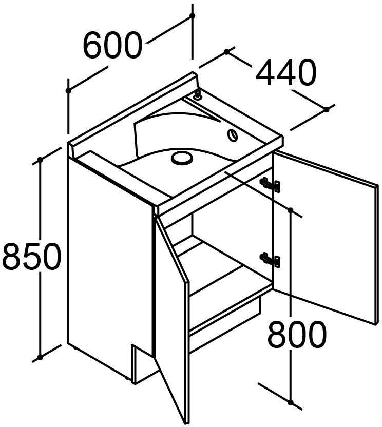 間口600mm_化粧台本体