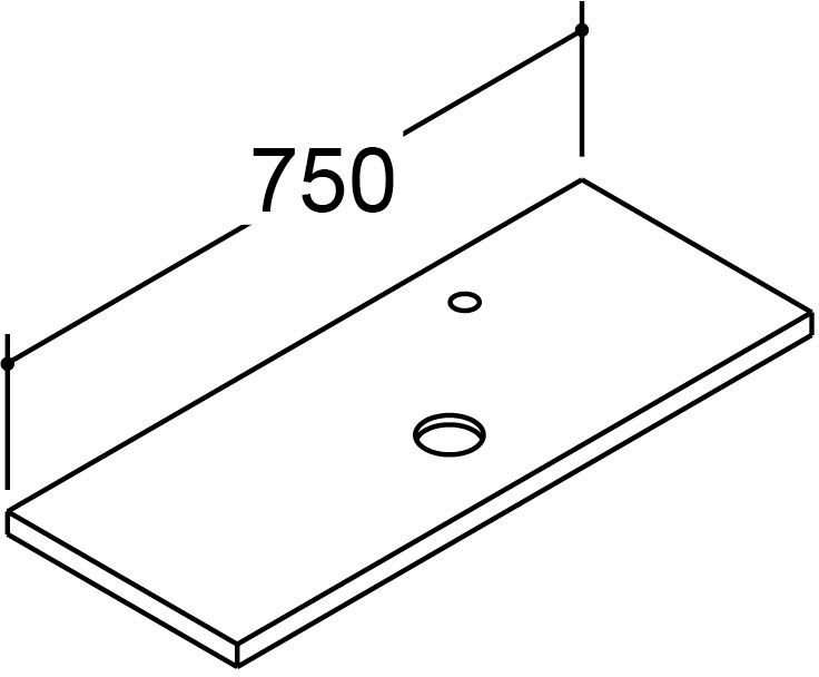 木製カウンター_カウンター間口750mm_ボウル中央