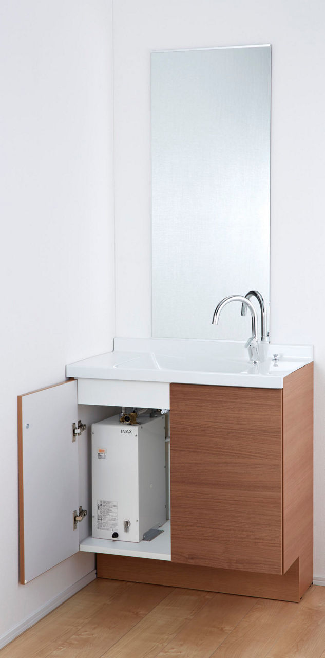 ゆプラス化粧台_電気温水器付_給湯配管不要でリフォームに最適