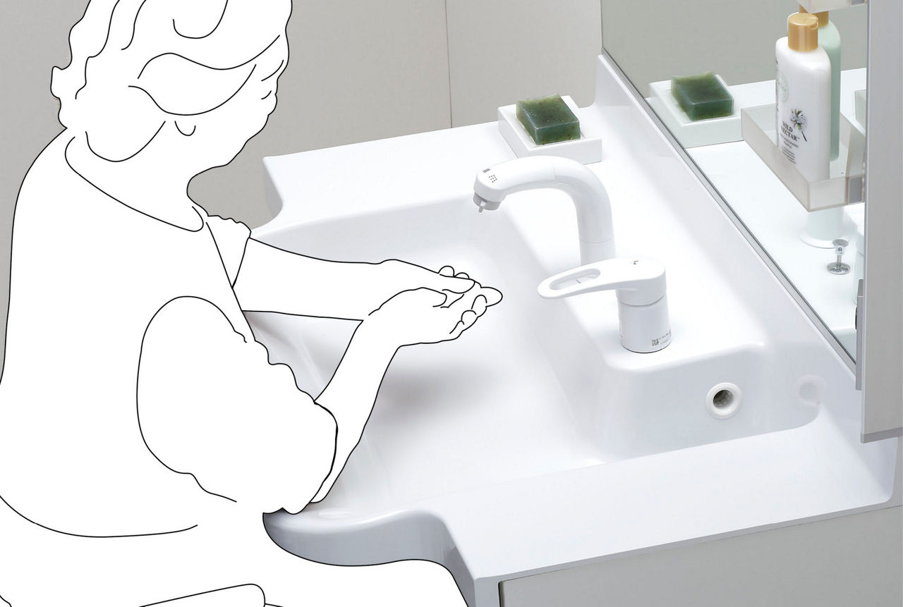 肘が自由に動かせるボウル形状