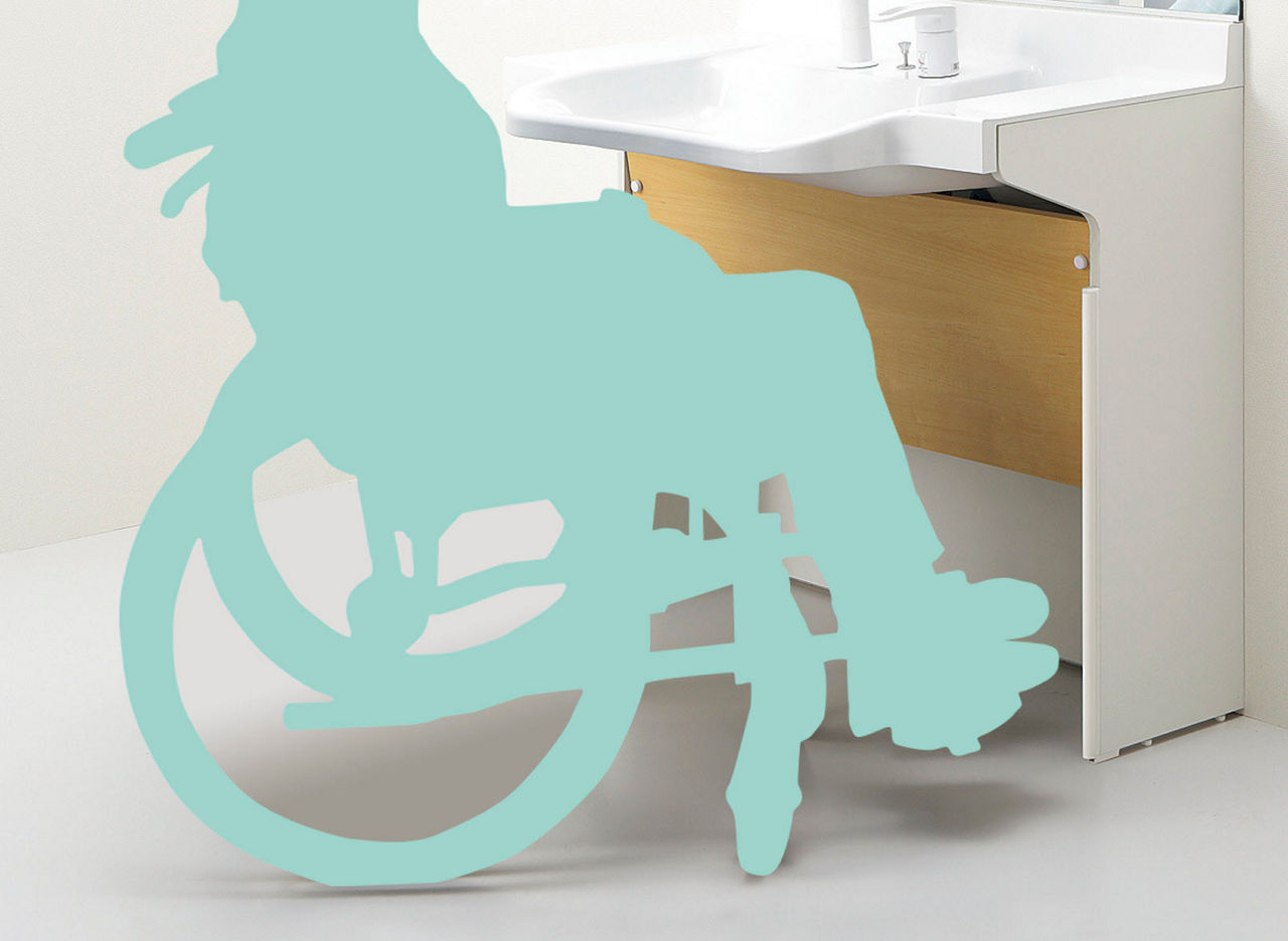 車椅子で楽にアプローチできるコンパクトなキャビネット