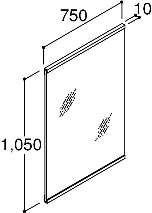 間口750mm_ミラーキャビネット1面鏡(照明なし・くもり止めコートなし)
