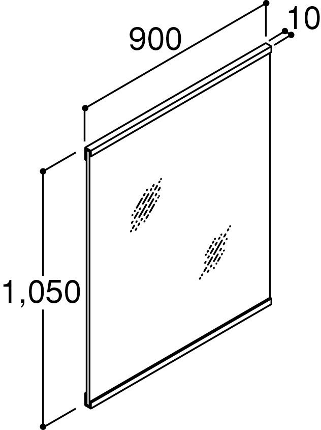 間口900mm_ミラーキャビネット1面鏡(照明なし・くもり止めコートなし)