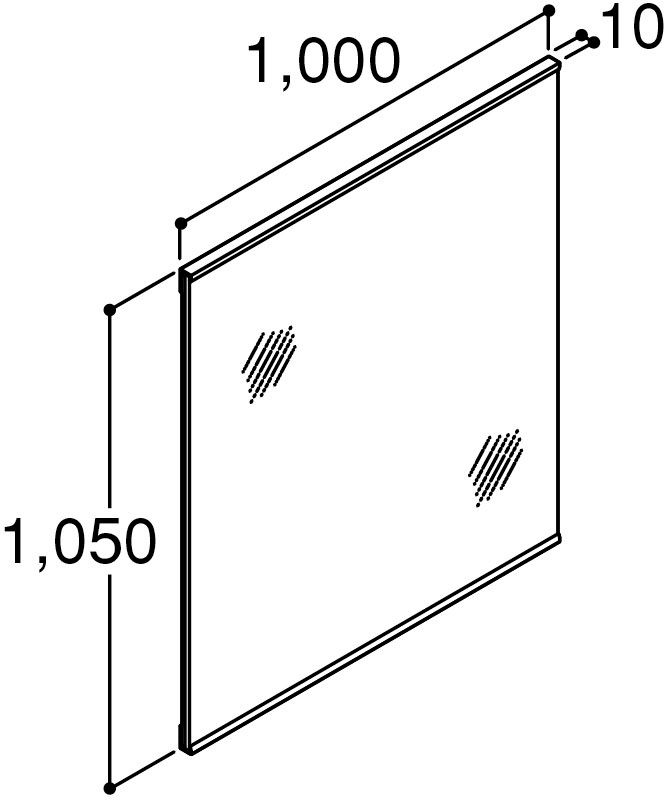 間口1_000mm_ミラーキャビネット1面鏡(照明なし・くもり止めコートなし)