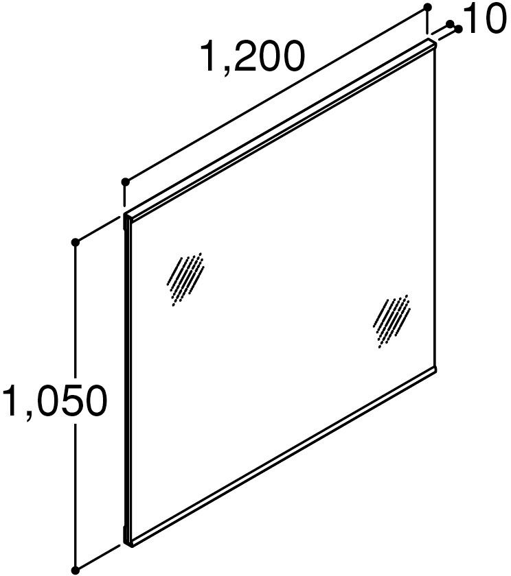 間口1_200mm_ミラーキャビネット1面鏡(照明なし・くもり止めコートなし)