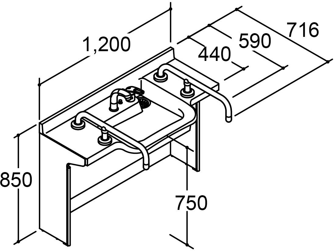 間口1_200mm_化粧台本体_手すり付