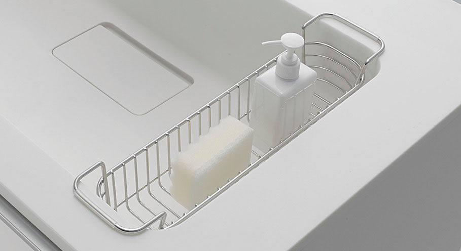 人造大理石_スクエアシンク_水切りワイヤーポケット