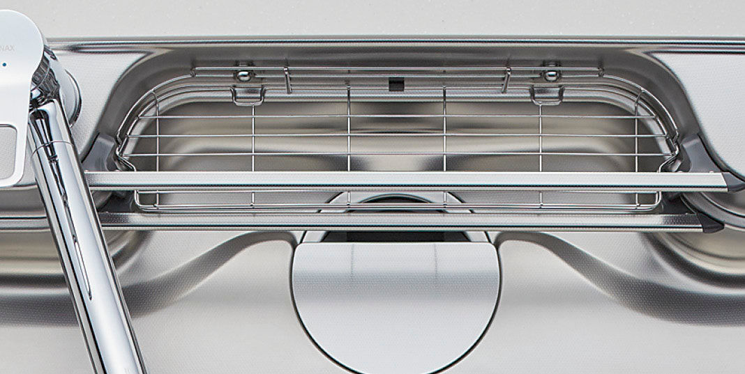 ひろびろWサポートシンク・Wサポートシンク_まな板スタンドなしのワイヤーポケット