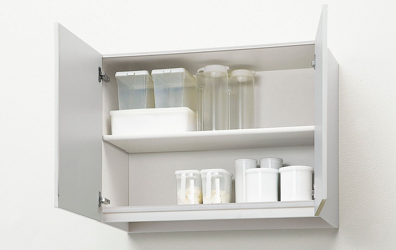 ウォールキャビネット_開き扉_照明スペース付