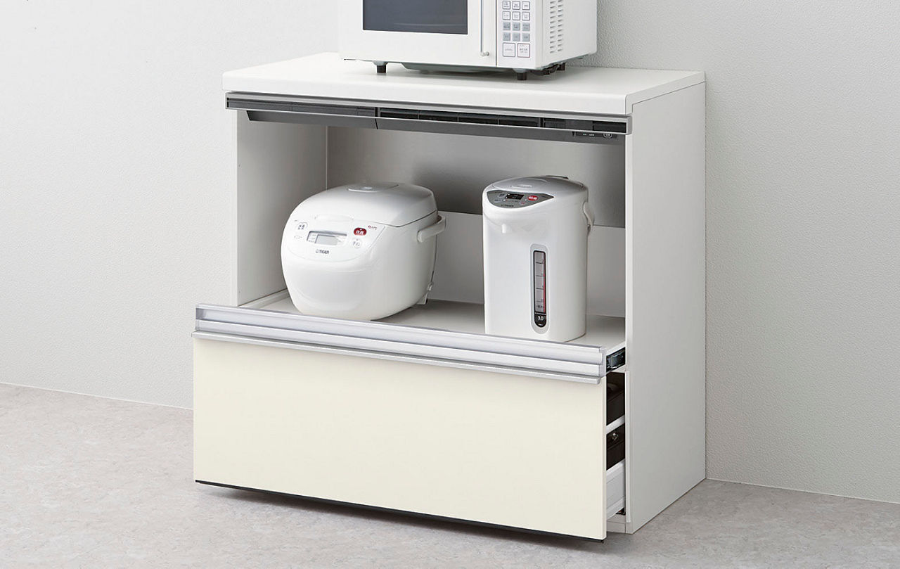 フロアキャビネット(カウンター高さ85cm用)_家電収納下段引出しタイプ蒸気排出ユニット用