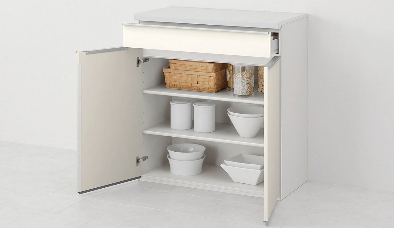 ハイフロアキャビネット(カウンター高さ99cm用・カップボード用)_1段引出し付開き扉