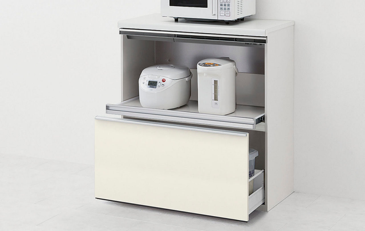 ハイフロアキャビネット(カウンター高さ99cm用)_家電収納下段引出しタイプ蒸気排出ユニット用