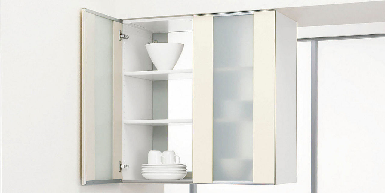 ウォールキャビネット_天吊シースルー開き扉両面タイプ