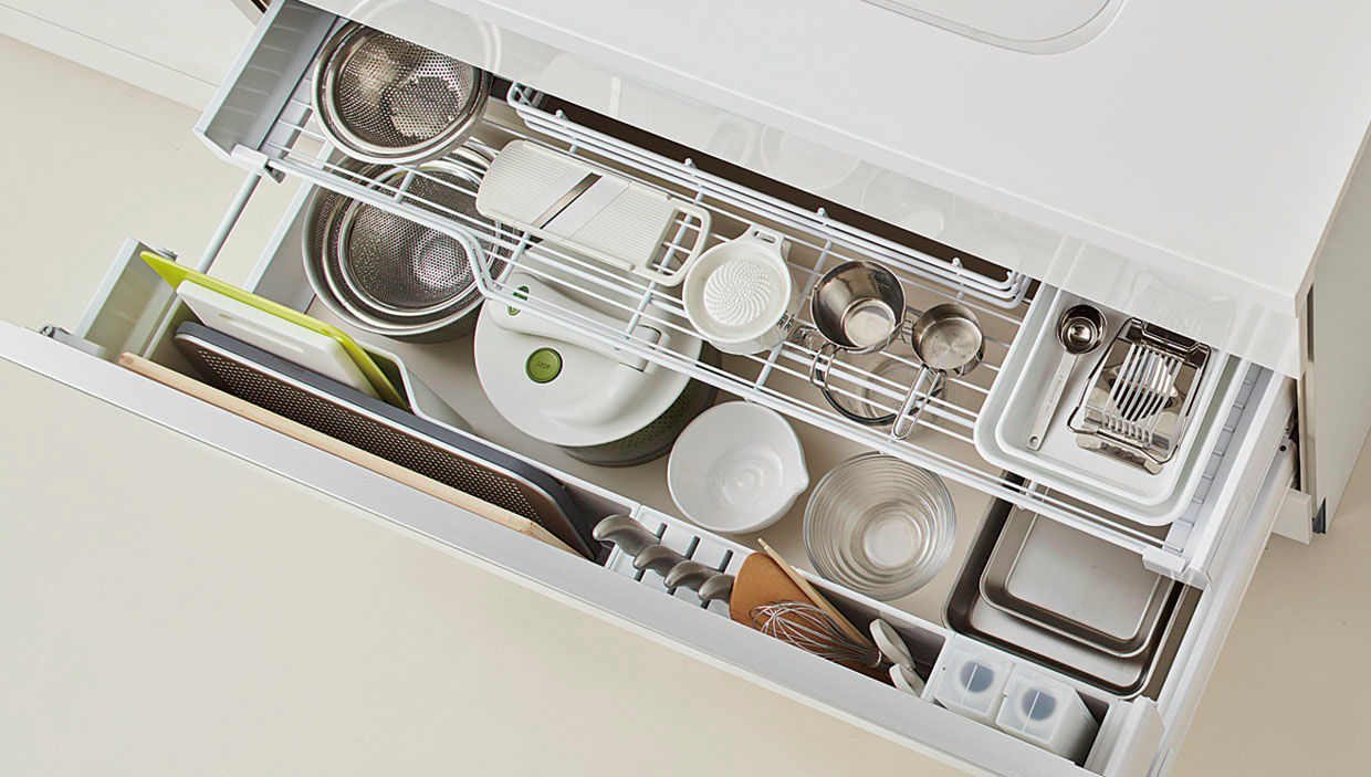 シンク用キャビネット_アシストポケット・シェルフ付