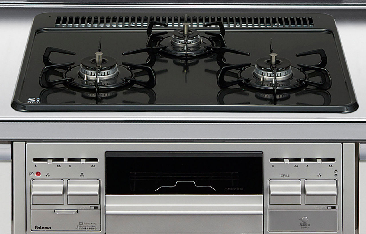 加熱機器3口ガスコンロホーロートップタイプ