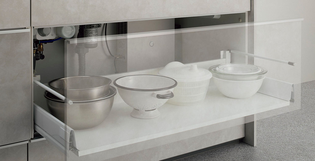 ミネラル浄水栓_Greentap_機器類はキャビネットに納まる設計