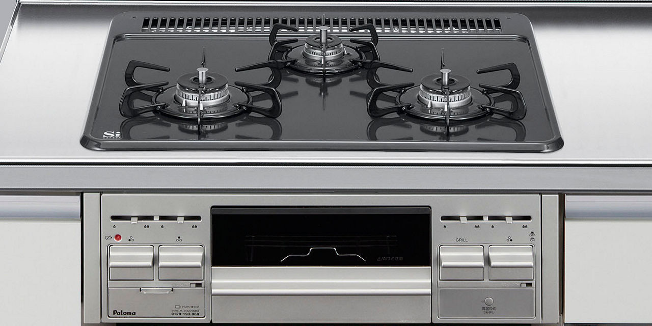 M18_3口コンロ・ホーロートップタイプ_無水片面焼グリル_トップ間口60cm