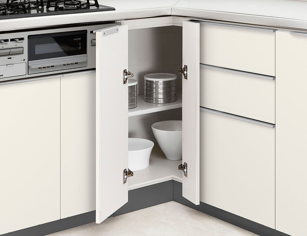 コーナー用キャビネット_開き扉