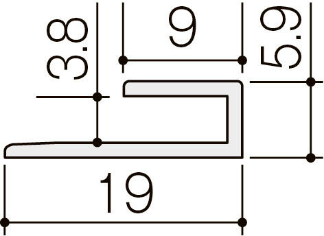 キッチンパネル_サンウォーレ_グループ2・グループ1_その他のシリーズ用_取付部材_サイド用(2本入り)_断面図