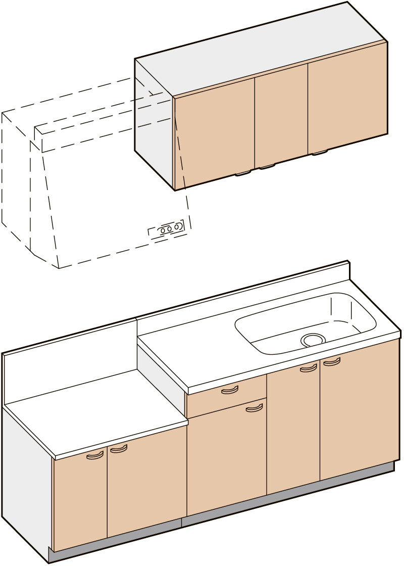 セクショナルキッチン_GK-BL型_キッチンプラン間口195cm