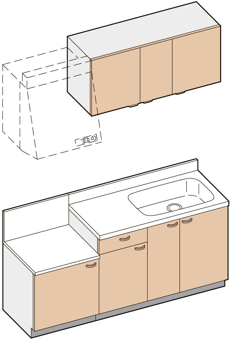 セクショナルキッチン_GK-BL型_キッチンプラン間口180cm