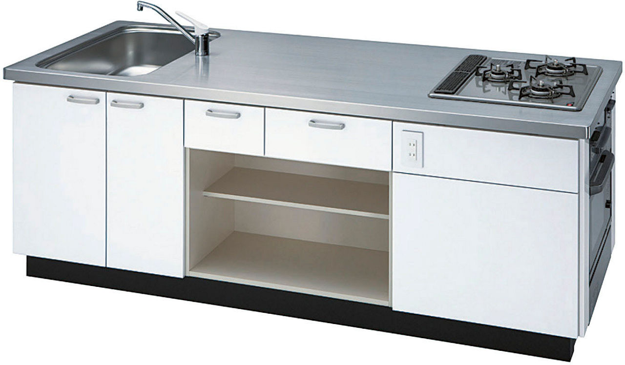 調理実習台_棚板・オーブンレンジ_ES型生徒用(両面収納タイプ)_BR-Qタイプ