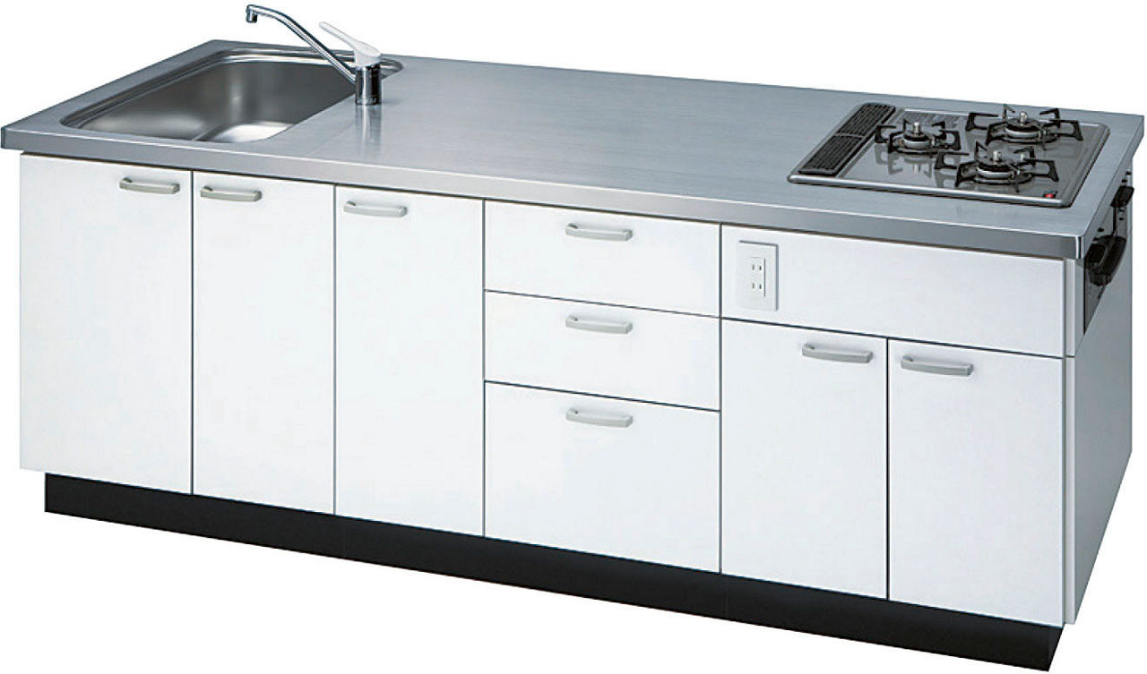 調理実習台_収納・ドロップインコンロ_ES型生徒用(両面収納タイプ)_CK-Qタイプ