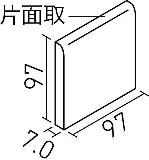 ジキーナ_100mm角片面取(7.0mm厚)_形状図