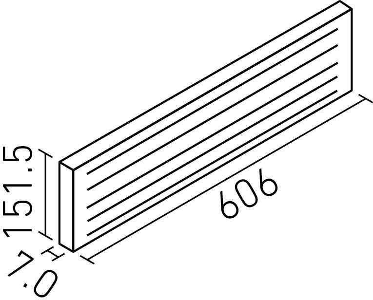 エコカラットプラス_ラフセメント_606X151角平(リブ面)(7.0mm厚)_形状図