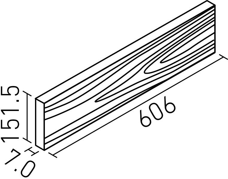 エコカラットプラス_ビンテージオーク_606X151角平(7.0mm厚)_形状図