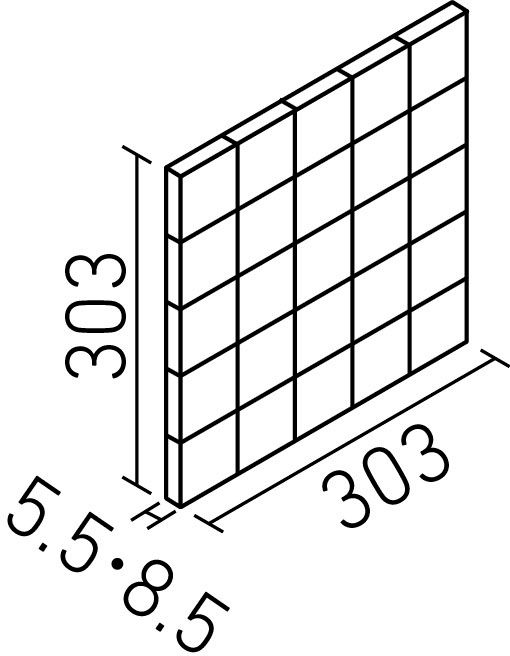 エコカラットプラス_ペトラスクエア_60角ネット張り(5.5mm厚・8.5mm厚)_形状図