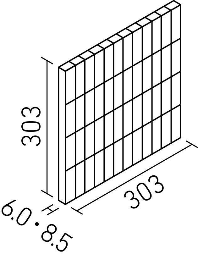 エコカラットプラス_ラフソーン_25X75角ネット張り(6.0mm厚・8.5mm厚)_形状図