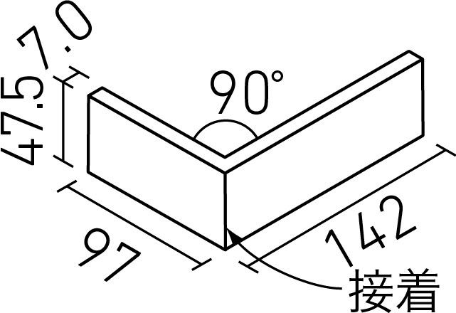 ストーンタイプコレクション_ボーダーミックスL_異形状90°曲セット(接着)(7.0mm厚・10.0mm厚)_形状図