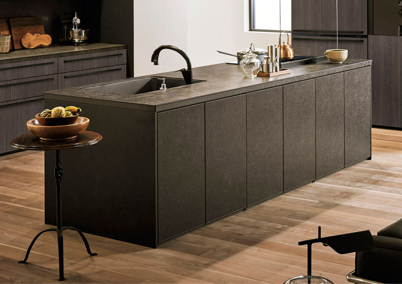 ワークトップ_セラミックトップX同柄統⼀コーデ