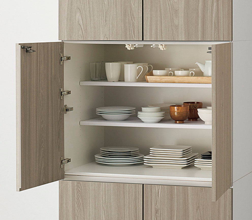 ユーティリティストッカーとの組み合わせ_中台_開き扉(取手付・プッシュオープンタイプ)