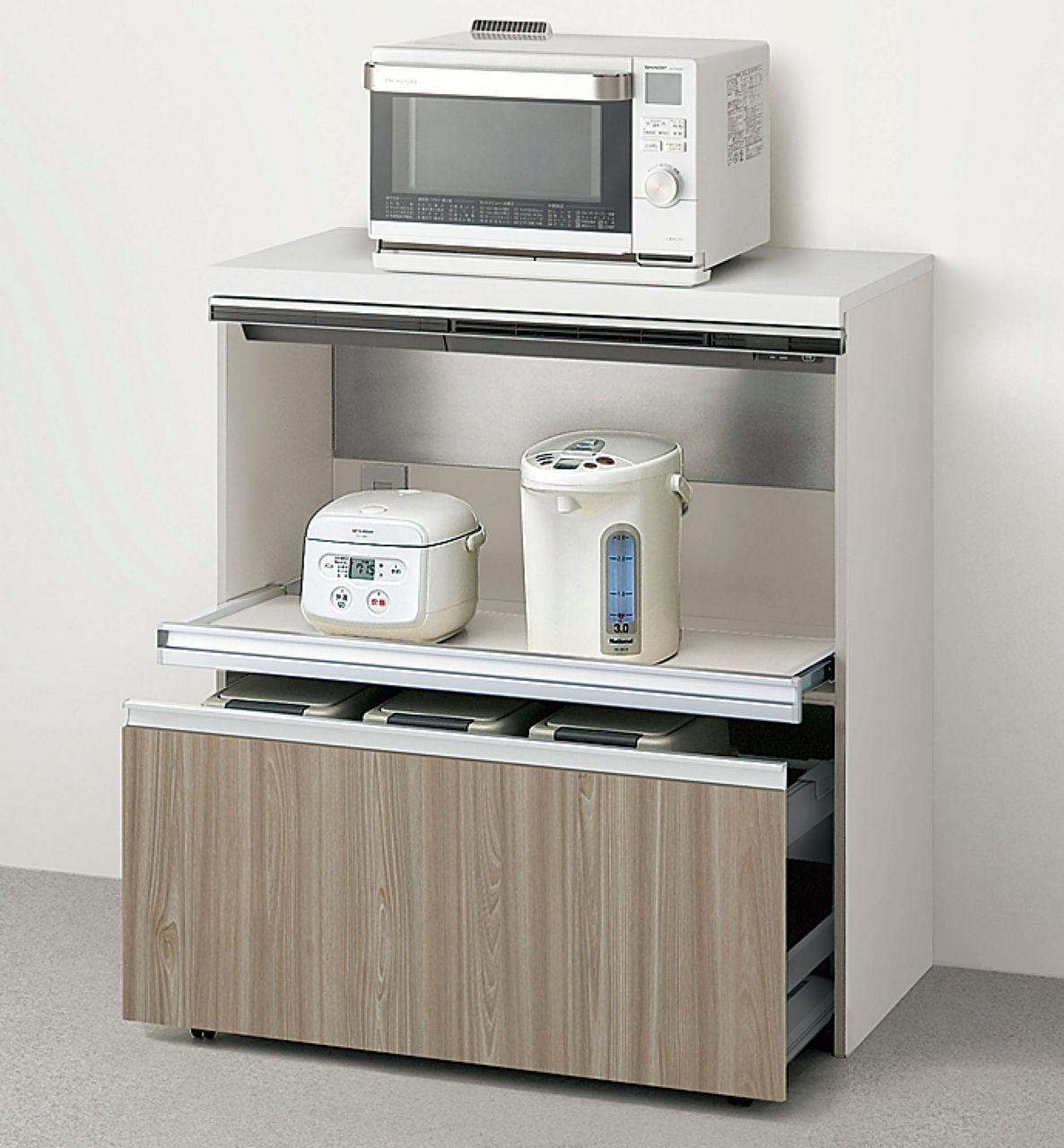 ハイフロアキャビネット(カウンター高さ99cm用_ユーティリティストッカー用)_家電収納蒸気排出ユニット用