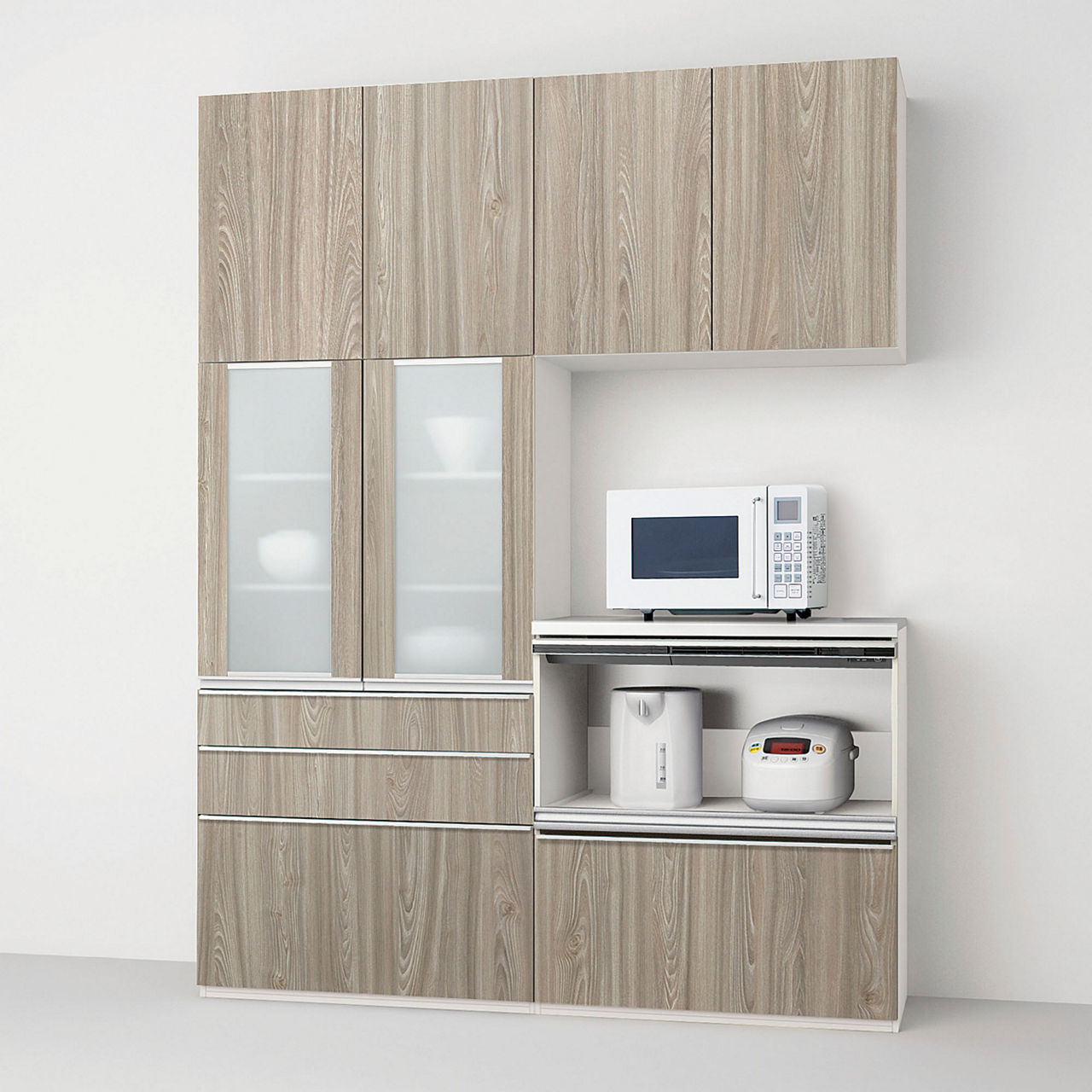 家電収納(蒸気排出ユニット付)下段引出しプラン(奥行45cm系)