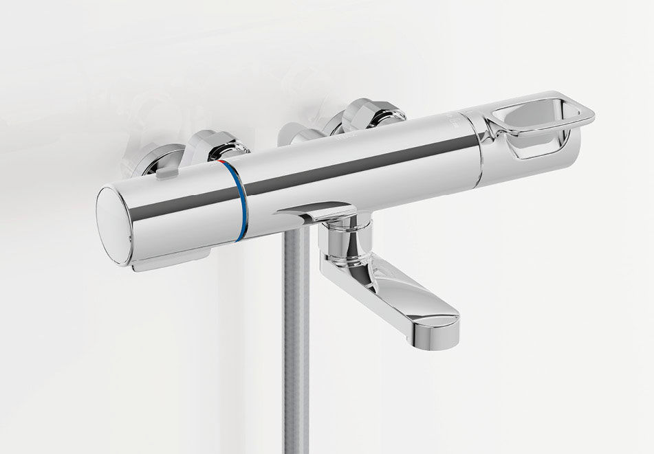 壁付サーモ水栓(クロマーレS)吐水90mm